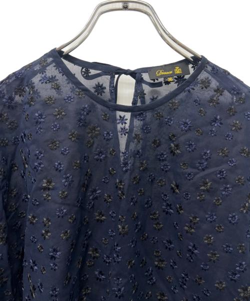 DRAWER（ドゥロワー）DRAWER (ドゥロワー) 刺繍シアーブラウス ネイビー サイズ:３６の古着・服飾アイテム