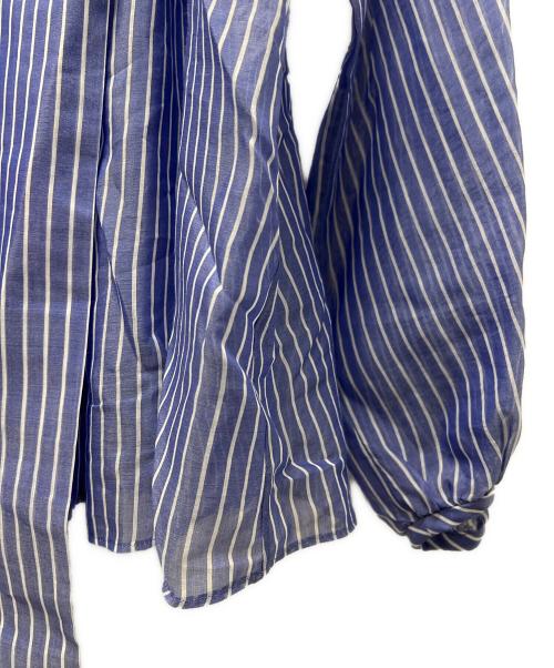 DRAWER（ドゥロワー）DRAWER (ドゥロワー) シアーストライプシャツ ブルー サイズ:３６の古着・服飾アイテム