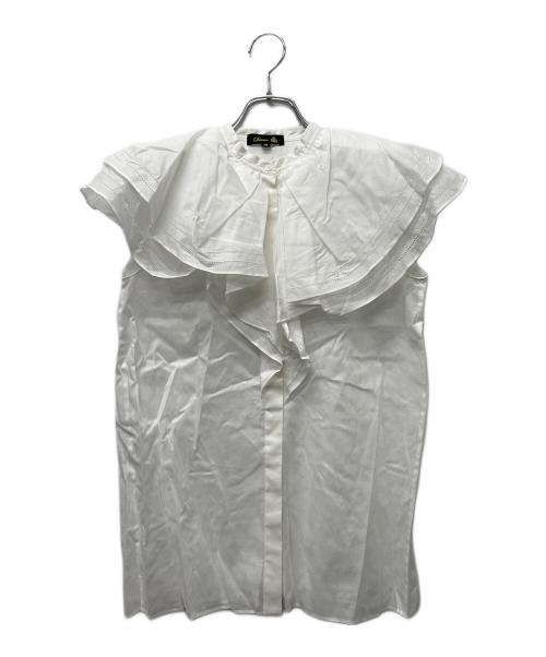 DRAWER（ドゥロワー）DRAWER (ドゥロワー) コットン ボイル フリル ノースリーブ ブラウス ホワイト サイズ:３６の古着・服飾アイテム