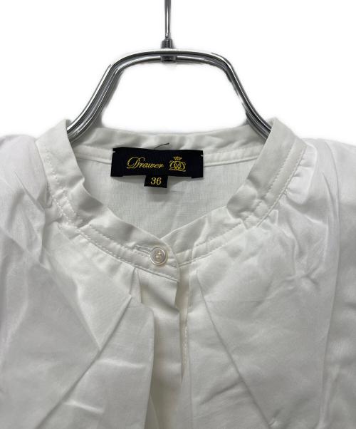 DRAWER（ドゥロワー）DRAWER (ドゥロワー) コットン ボイル フリル ノースリーブ ブラウス ホワイト サイズ:３６の古着・服飾アイテム
