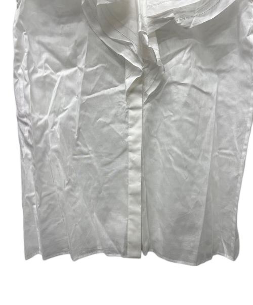 DRAWER（ドゥロワー）DRAWER (ドゥロワー) コットン ボイル フリル ノースリーブ ブラウス ホワイト サイズ:３６の古着・服飾アイテム