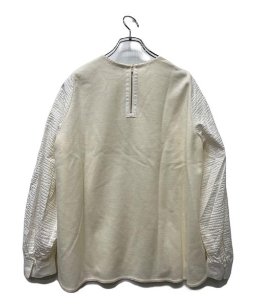 DRAWER（ドゥロワー）DRAWER (ドゥロワー) ウール 切替 クルーネック 長袖 ブラウス アイボリー サイズ:１の古着・服飾アイテム