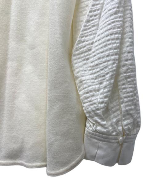 DRAWER（ドゥロワー）DRAWER (ドゥロワー) ウール 切替 クルーネック 長袖 ブラウス アイボリー サイズ:１の古着・服飾アイテム
