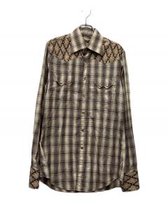 中古・古着通販】GUCCI (グッチ) L/S 花柄シャツ カーキ×ブラック
