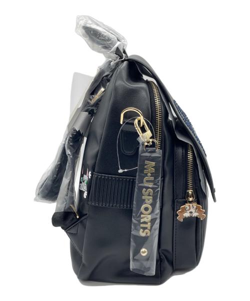M U SPORTS（エムユースポーツ）M U SPORTS (エムユースポーツ) デュアルレザービジューロイヤルバックパック（2WAYリュックサック） ブラックの古着・服飾アイテム
