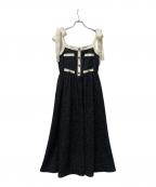 HER LIP TOハーリップトゥ）の古着「Tweed Long Dress」｜ブラック×ホワイト