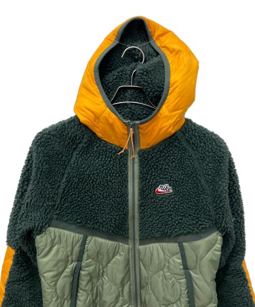 NIKE（ナイキ）NIKE (ナイキ) ボアフリースキルティングジャケット カーキ×オレンジ サイズ:Mの古着・服飾アイテム
