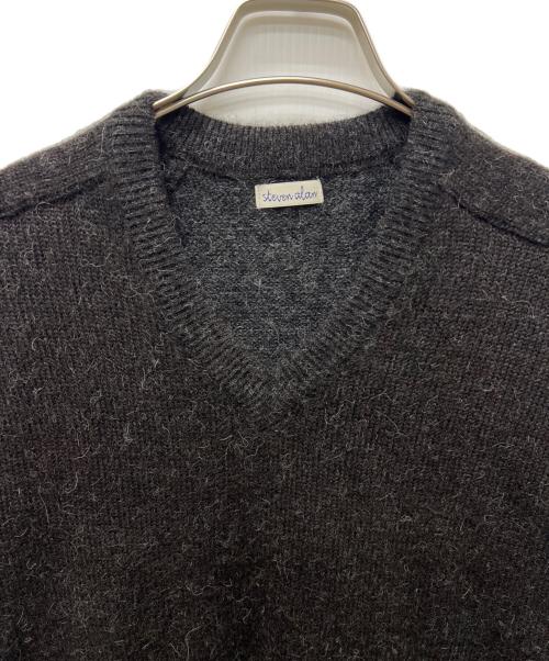 STEVEN ALAN（スティーブンアラン）STEVEN ALAN (スティーブンアラン) アルパカ サドルショルダー Ｖネック ニット ブラック サイズ:ＸＬの古着・服飾アイテム