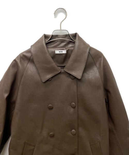 myne（マイン）myne (マイン) フェイクレザーコート ブラウン サイズ:FREEの古着・服飾アイテム