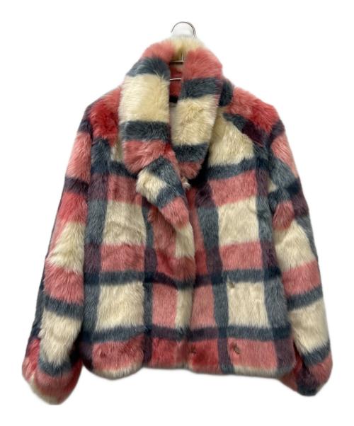 Sea Room lynn（シールームリン）Sea Room lynn (シールームリン) ファージャケット ピンク×ブルー サイズ:FREEの古着・服飾アイテム