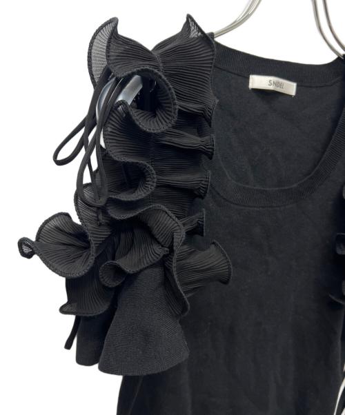 Snidel（スナイデル）Snidel (スナイデル) シアーフリルニット ブラック サイズ:FREEの古着・服飾アイテム