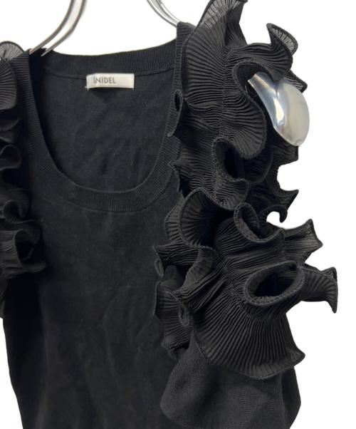 Snidel（スナイデル）Snidel (スナイデル) シアーフリルニット ブラック サイズ:FREEの古着・服飾アイテム