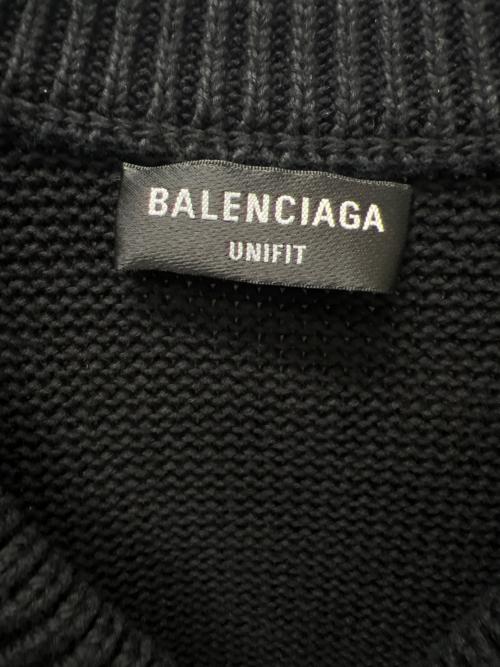 BALENCIAGA（バレンシアガ）BALENCIAGA (バレンシアガ) Braided Knit V-Neck Sweater ブラック サイズ:ＸＳの古着・服飾アイテム