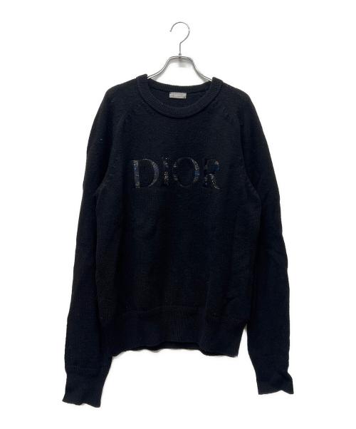 Dior（ディオール）Dior (ディオール) PETER DOIG 刺繍ニット ブラック サイズ:Ｌの古着・服飾アイテム