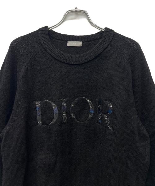 Dior（ディオール）Dior (ディオール) PETER DOIG 刺繍ニット ブラック サイズ:Ｌの古着・服飾アイテム