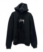 stussyステューシー）の古着「裏起毛プルオーバーパーカー」｜ブラック