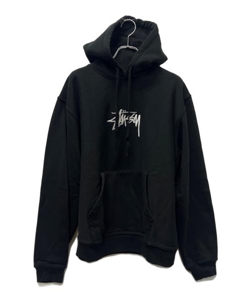 stussy（ステューシー）stussy (ステューシー) 裏起毛プルオーバーパーカー ブラック サイズ:Ｓの古着・服飾アイテム
