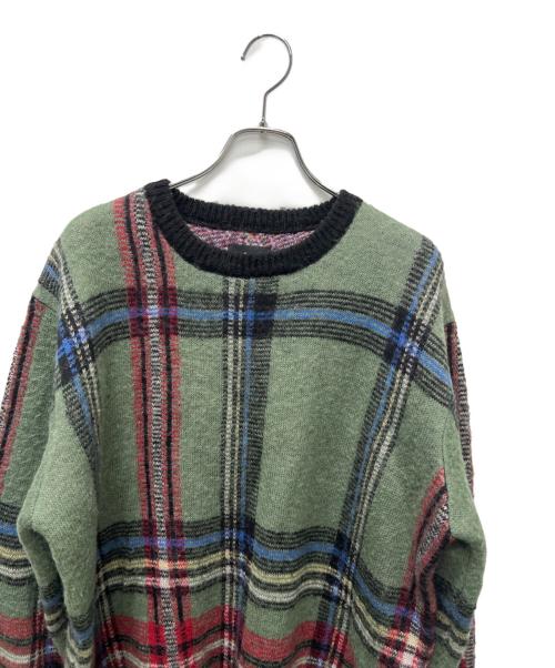 stussy（ステューシー）stussy (ステューシー) モヘア混チェックニット グリーン サイズ:ＸＬの古着・服飾アイテム