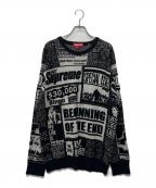 SUPREMEシュプリーム）の古着「Newspaper print sweater」｜ブラック