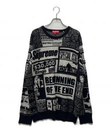SUPREME（シュプリーム）の古着「Newspaper print sweater」｜ブラック
