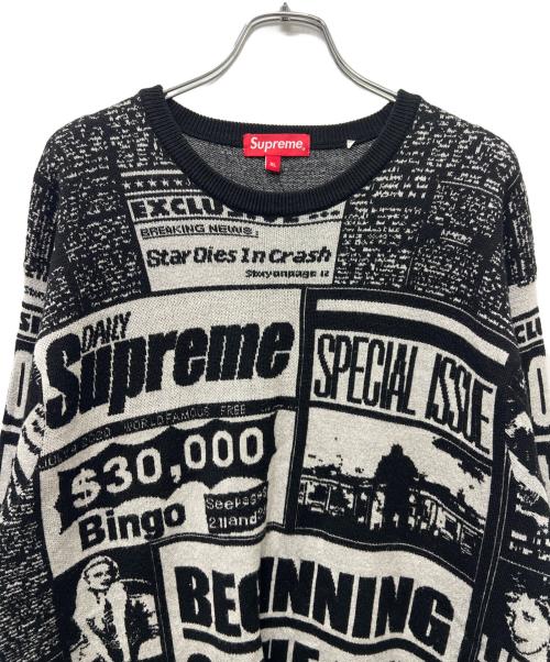 SUPREME（シュプリーム）SUPREME (シュプリーム) Newspaper print sweater ブラック サイズ:ＸＬの古着・服飾アイテム
