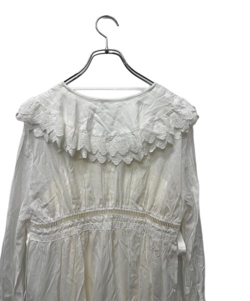 Snidel（スナイデル）Snidel (スナイデル) コットンライクラッフルカラーチュニック ホワイト サイズ:FREEの古着・服飾アイテム