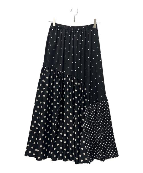 BEARDSLEY（ビアズリー）BEARDSLEY (ビアズリー) ドットパッチワークロングスカート ブラック サイズ:FREEの古着・服飾アイテム