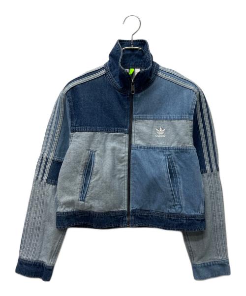 adidas（アディダス）adidas (アディダス) デニムパッチワークトラックトップ スカイブルー×インディゴ サイズ:ＸＳの古着・服飾アイテム