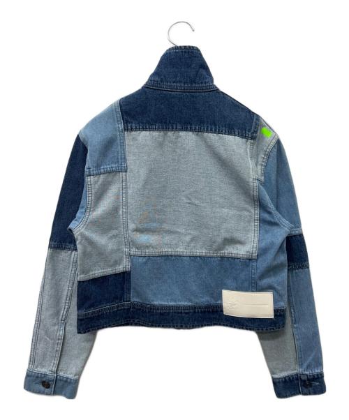 adidas（アディダス）adidas (アディダス) デニムパッチワークトラックトップ スカイブルー×インディゴ サイズ:ＸＳの古着・服飾アイテム