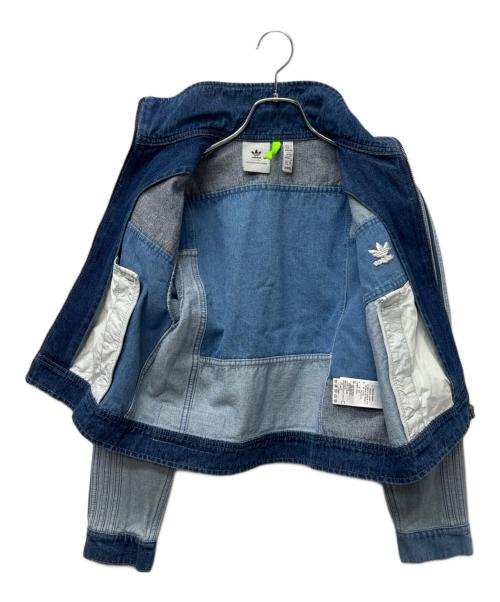 adidas（アディダス）adidas (アディダス) デニムパッチワークトラックトップ スカイブルー×インディゴ サイズ:ＸＳの古着・服飾アイテム