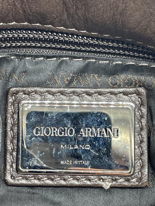 GIORGIO ARMANI（ジョルジオアルマーニ）GIORGIO ARMANI (ジョルジオアルマーニ) ラムレザーバッグ ブラウンの古着・服飾アイテム