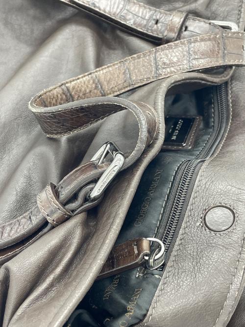 GIORGIO ARMANI（ジョルジオアルマーニ）GIORGIO ARMANI (ジョルジオアルマーニ) ラムレザーバッグ ブラウンの古着・服飾アイテム