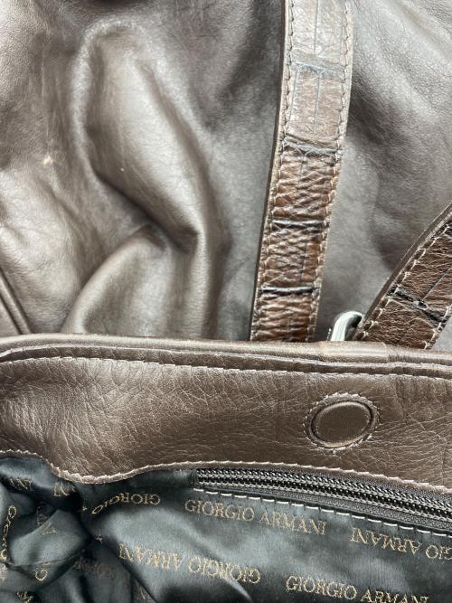 GIORGIO ARMANI（ジョルジオアルマーニ）GIORGIO ARMANI (ジョルジオアルマーニ) ラムレザーバッグ ブラウンの古着・服飾アイテム