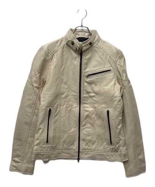 Liugoo Leathers（リューグーレザーズ）Liugoo Leathers (リューグーレザーズ) シングルライダースジャケット ベージュ サイズ:Ｌの古着・服飾アイテム