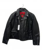 Liugoo Leathersリューグーレザーズ）の古着「レザーライダースジャケット」｜ブラック