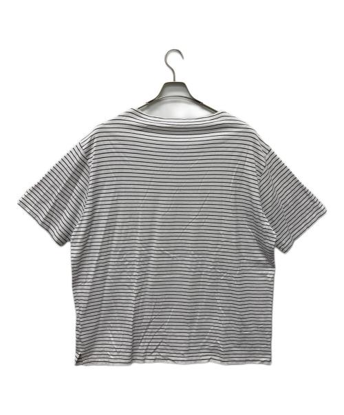 PRADA（プラダ）PRADA (プラダ) ボーダーTシャツ ホワイト×ネイビー サイズ:Ｌの古着・服飾アイテム