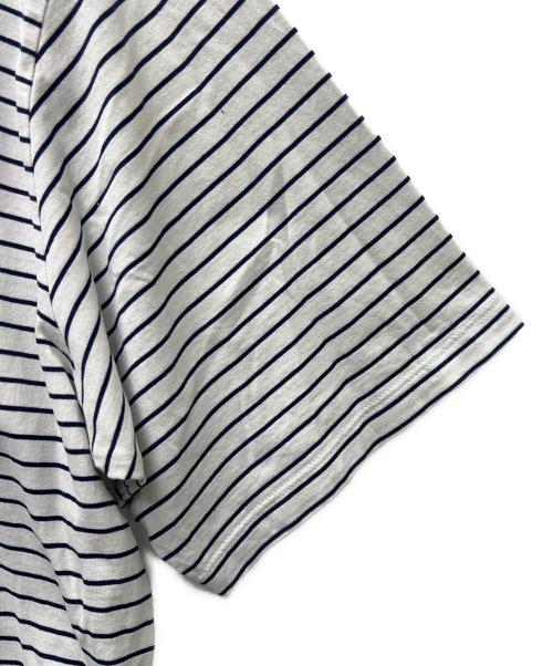 PRADA（プラダ）PRADA (プラダ) ボーダーTシャツ ホワイト×ネイビー サイズ:Ｌの古着・服飾アイテム