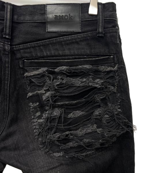 amok（アモク）amok (アモク) ダメージデニムパンツ ブラック サイズ:Mの古着・服飾アイテム
