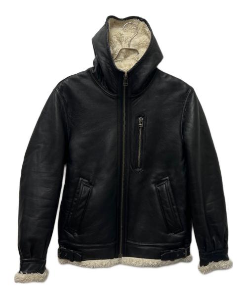 AVIREX（アヴィレックス）AVIREX (アヴィレックス) フリースボンディングレザーパーカー ブラック サイズ:Ｌの古着・服飾アイテム