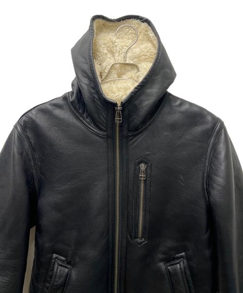 AVIREX（アヴィレックス）AVIREX (アヴィレックス) フリースボンディングレザーパーカー ブラック サイズ:Ｌの古着・服飾アイテム