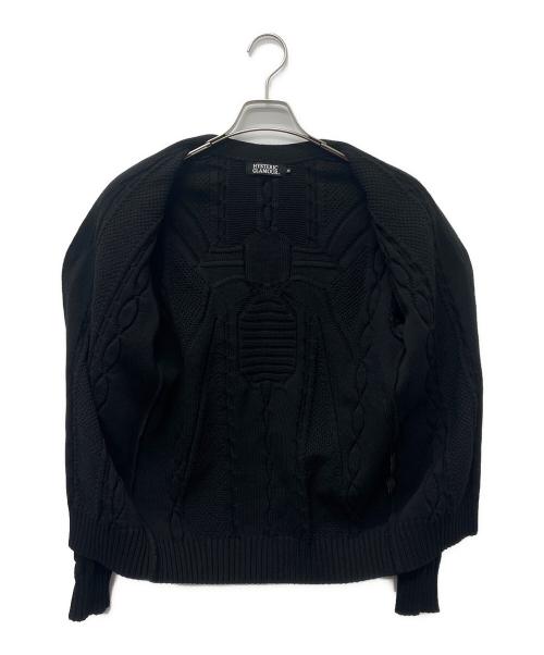 Hysteric Glamour（ヒステリックグラマー）Hysteric Glamour (ヒステリックグラマー) スパイダーケーブルカーディガン ブラック サイズ:Mの古着・服飾アイテム