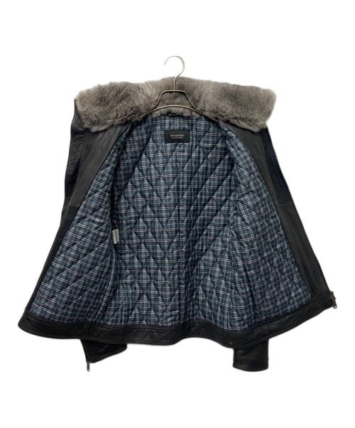 BURBERRY BLACK LABEL（バーバリーブラックレーベル）BURBERRY BLACK LABEL (バーバリーブラックレーベル) ラムレザージャケット ブラック サイズ:Ｌの古着・服飾アイテム