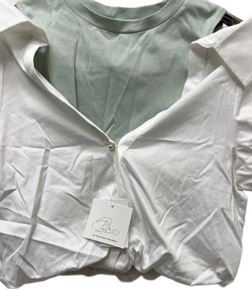La boutique BonBon（ラブティックボンボン）La boutique BonBon (ラブティックボンボン) カットソードッキングシャツ グリーン×ホワイト サイズ:FREEの古着・服飾アイテム