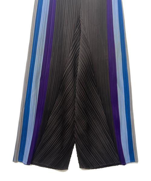 PLEATS PLEASE（プリーツプリーズ）PLEATS PLEASE (プリーツプリーズ) プリーツパンツ ブラック×ブルー×パープル サイズ:１の古着・服飾アイテム