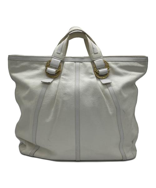 BVLGARI（ブルガリ）BVLGARI (ブルガリ) レザートートバッグ ホワイトの古着・服飾アイテム