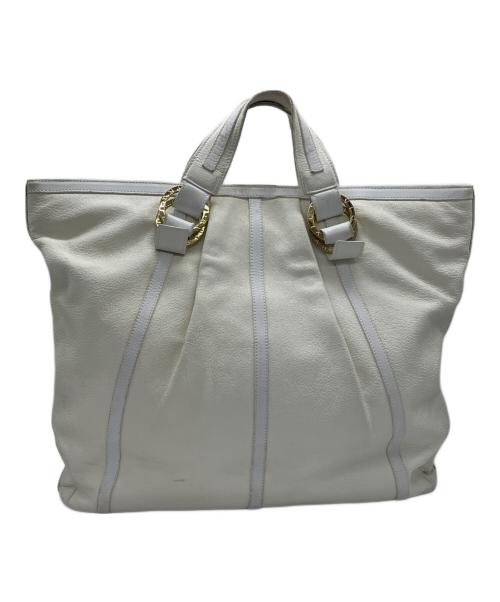 BVLGARI（ブルガリ）BVLGARI (ブルガリ) レザートートバッグ ホワイトの古着・服飾アイテム