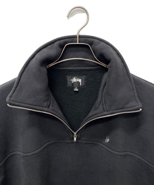stussy（ステューシー）stussy (ステューシー) ハーフジップスウェット ブラック サイズ:Ｍの古着・服飾アイテム