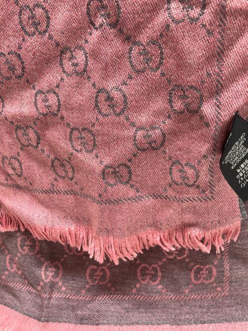 GUCCI（グッチ）GUCCI (グッチ) GGウールスカーフ グレー×ピンクの古着・服飾アイテム