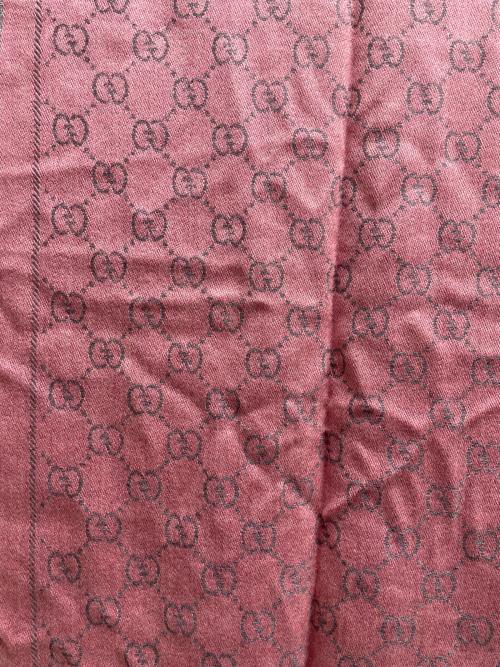 GUCCI（グッチ）GUCCI (グッチ) GGウールスカーフ グレー×ピンクの古着・服飾アイテム