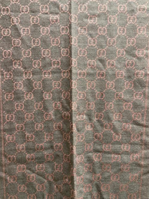 GUCCI（グッチ）GUCCI (グッチ) GGウールスカーフ グレー×ピンクの古着・服飾アイテム
